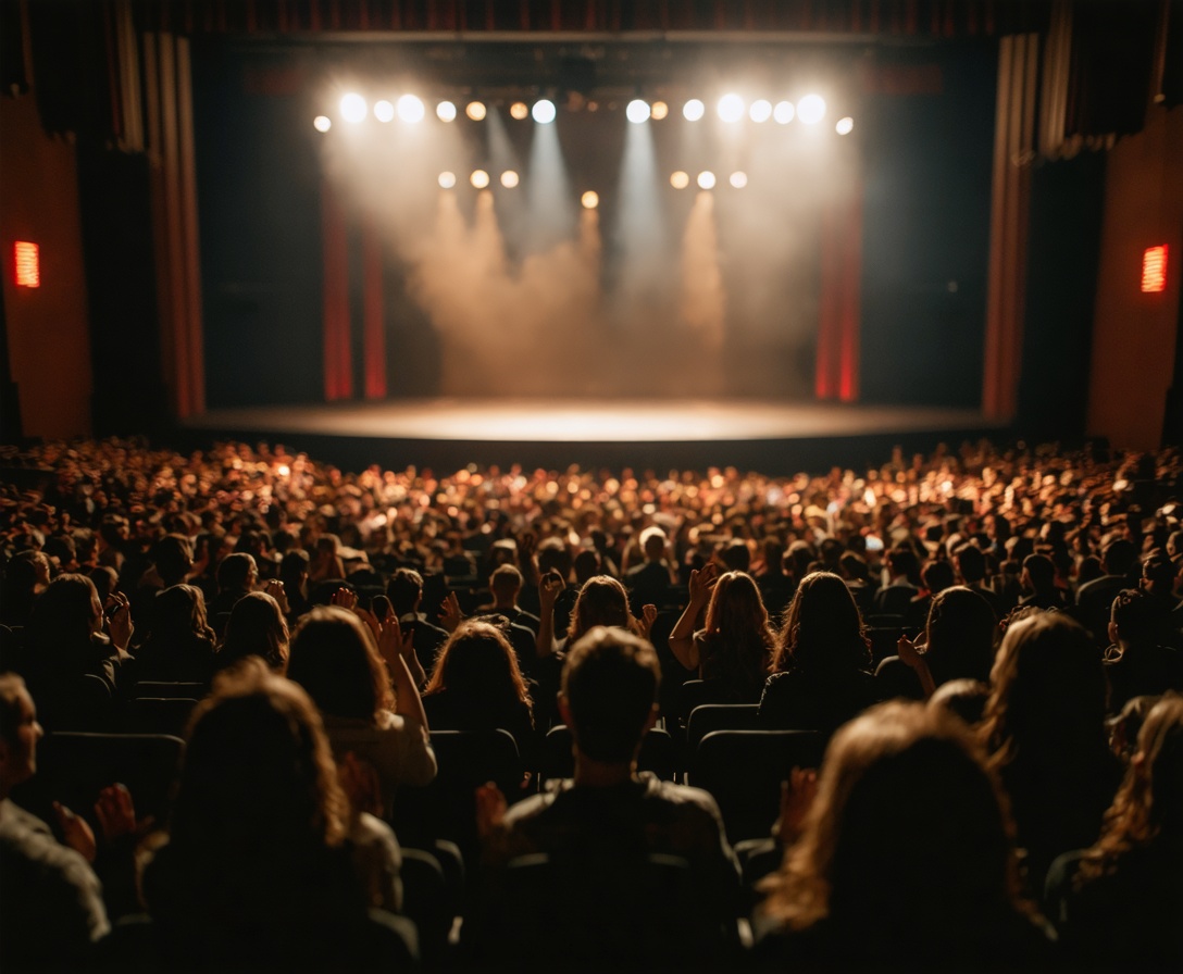 A speaker's perspective of an applauding audience